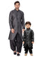 Vastramay Silk Blend Grey Baap Beta Sherwani Set